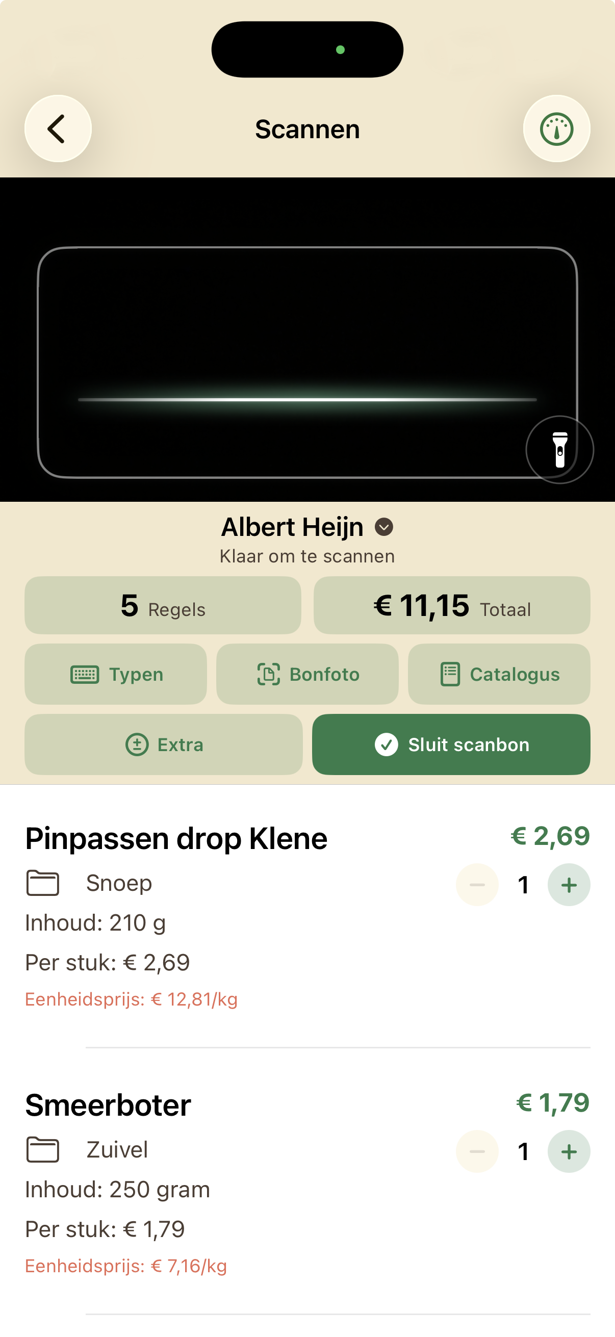 Gescande producten op bon