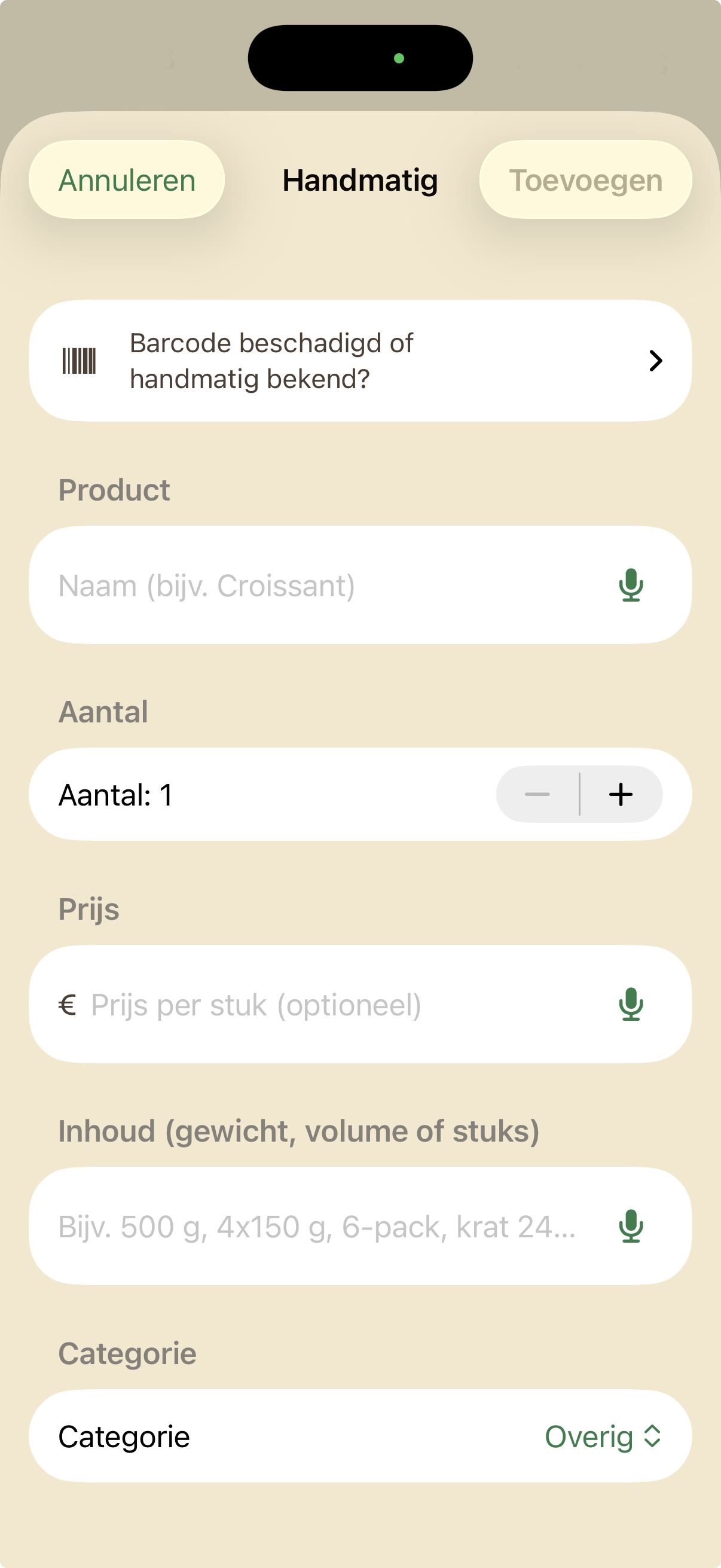 Handmatig product invoeren
