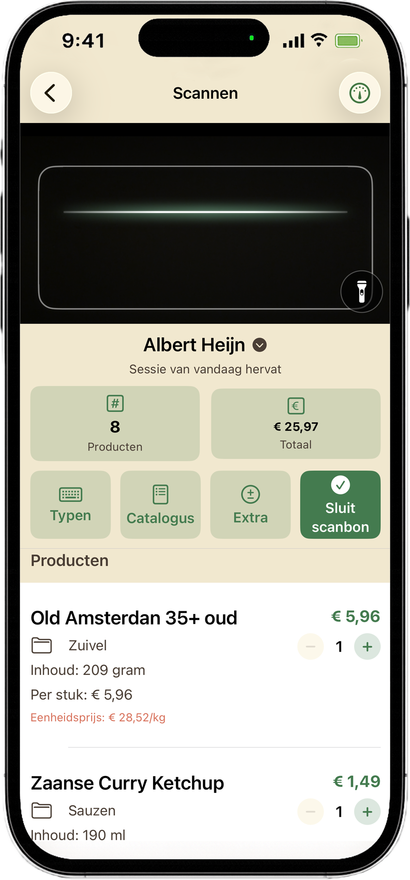 Barcodescanner in BoodschappenScan