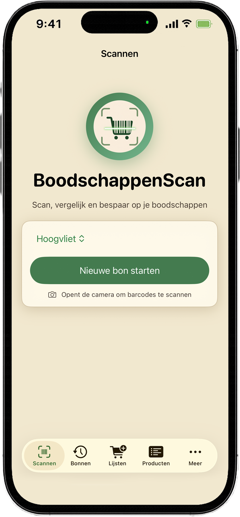 Startscherm BoodschappenScan