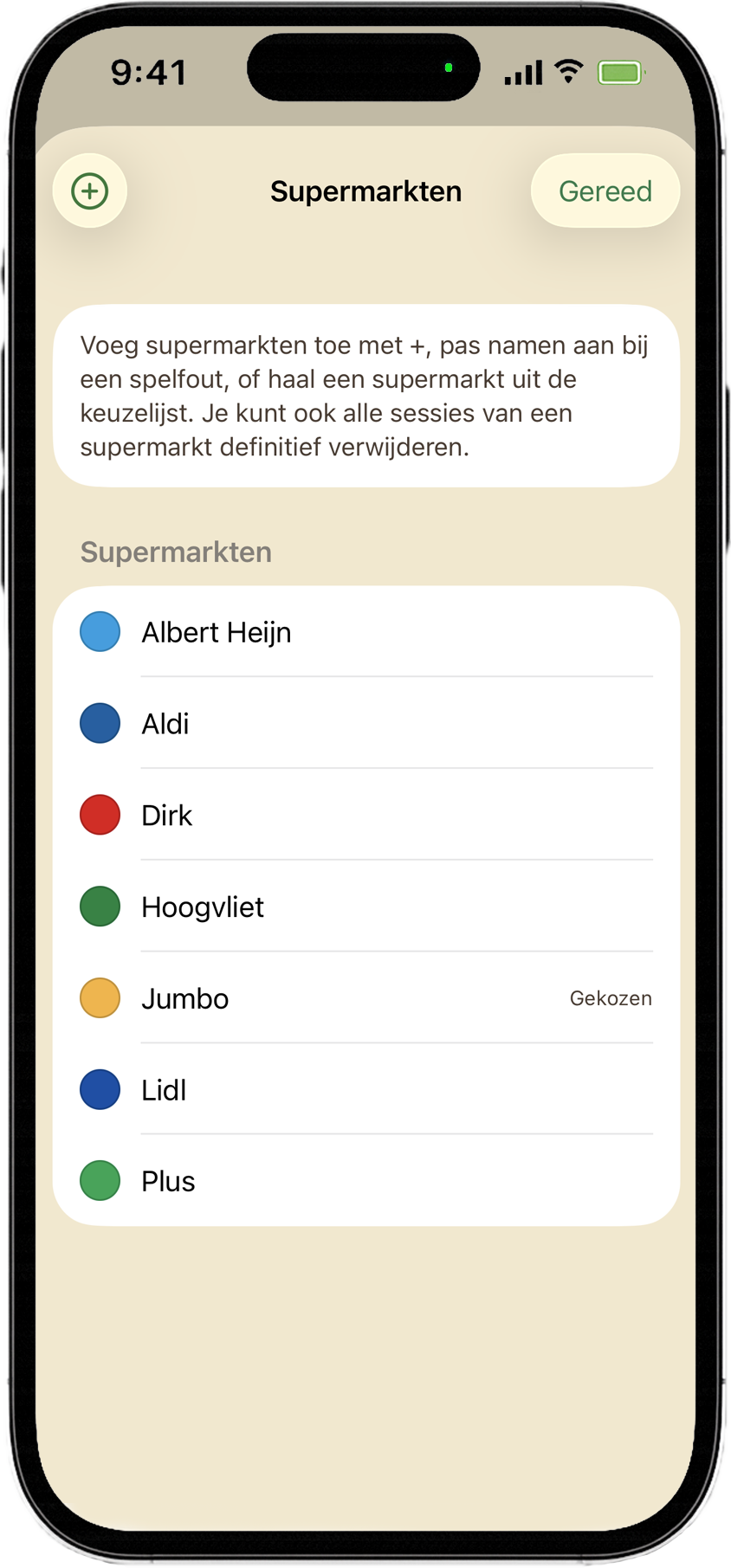 Supermarkten beheren in BoodschappenScan